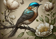 Sweet Bird in Blue - Mint Decoupage Paper