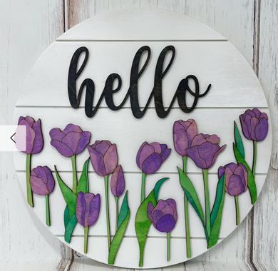 Spring Tulips Rounds Tag Wood Kit