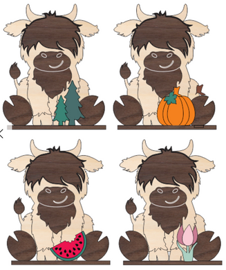 Highland Cow Sitter - Interchangeable Wood Kit