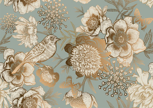 Foil Bird MINT Decoupage Paper