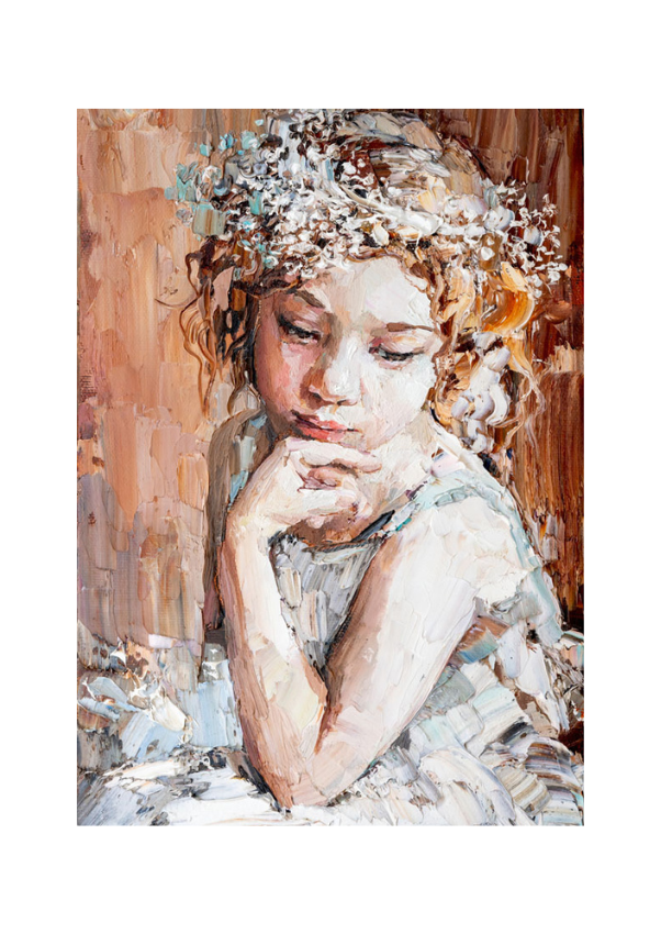 Pensive Girl MINT Decoupage Paper