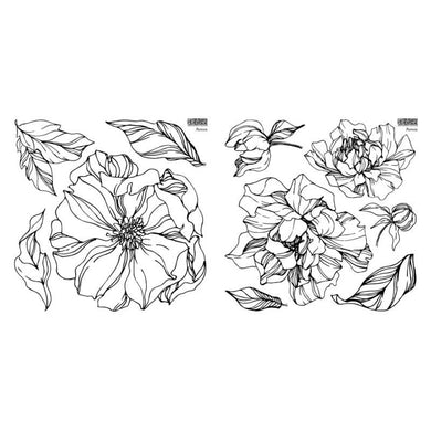 Peonies IOD Decor Stamp (12″X12″) 2 Sheet Set - with Masks