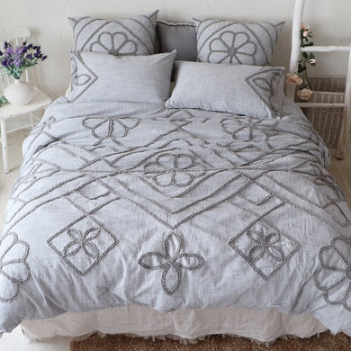Sidonie Tuft Grey Duvet Cover Set King Size