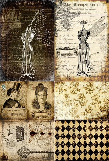 Dress Form Project Blocks Decoupage Paper