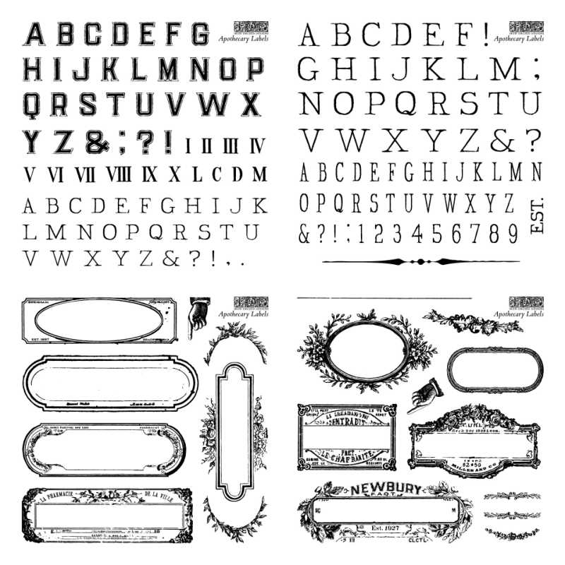 Apothocary IOD Stamp Set Of 4 Sheets (6″X6″ EACH)