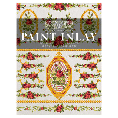 Petite Fleur Red IOD Paint Inlay (12″X16″ PAD-4 SHEETS ) LIMITED EDITION