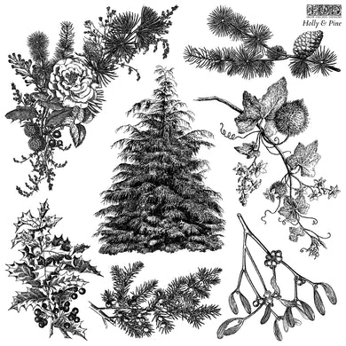 Holly & Pine IOD Stamp™ (Single Sheet 12″x12″)