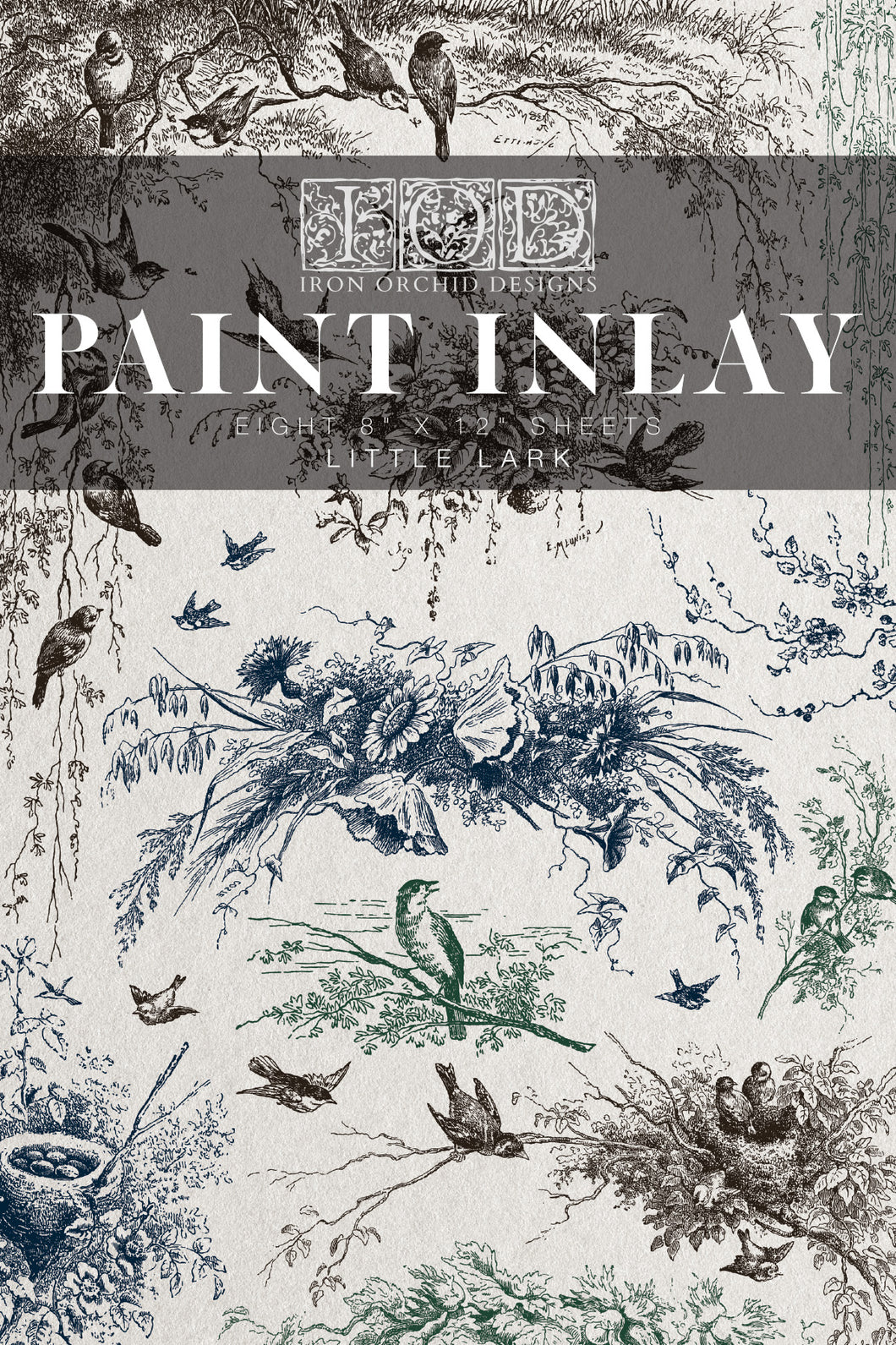 IOD Paint Inlay Little Lark (8″X12″ 8 SHEET PAD)