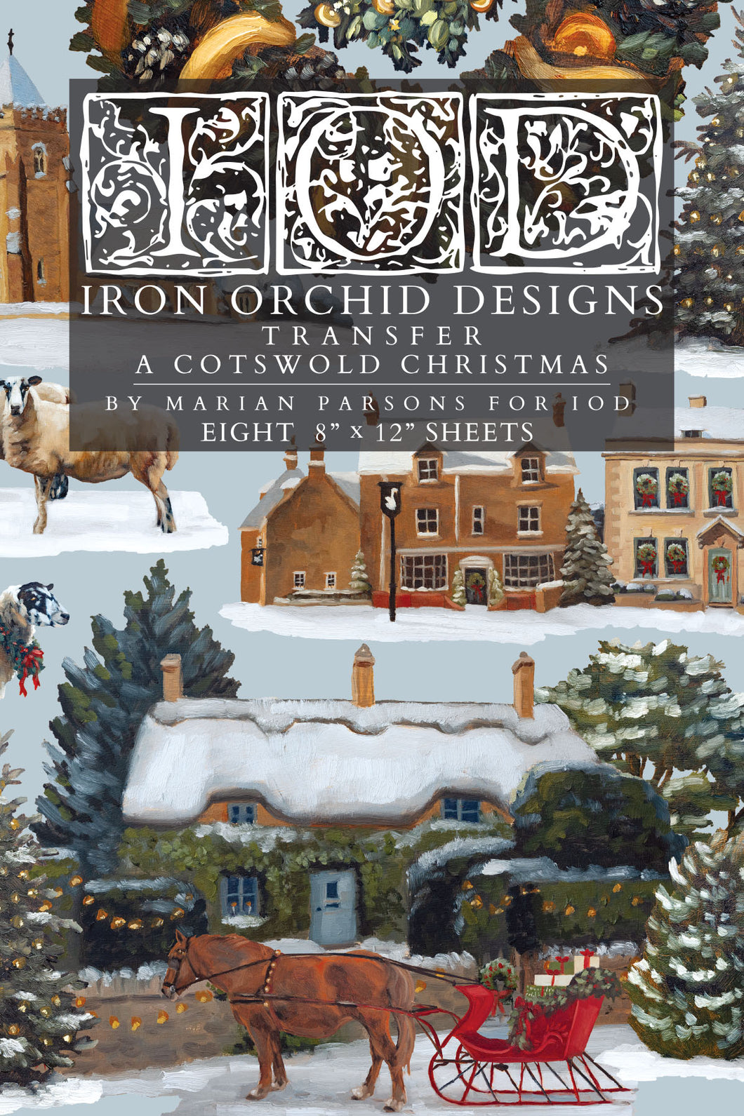 A Cotswold Christmas IOD Transfer (8″x12″ pad-8 sheets )