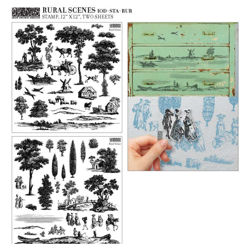 Rural Scenes IOD Decor Stamp 2 Sheets (12″X12″)