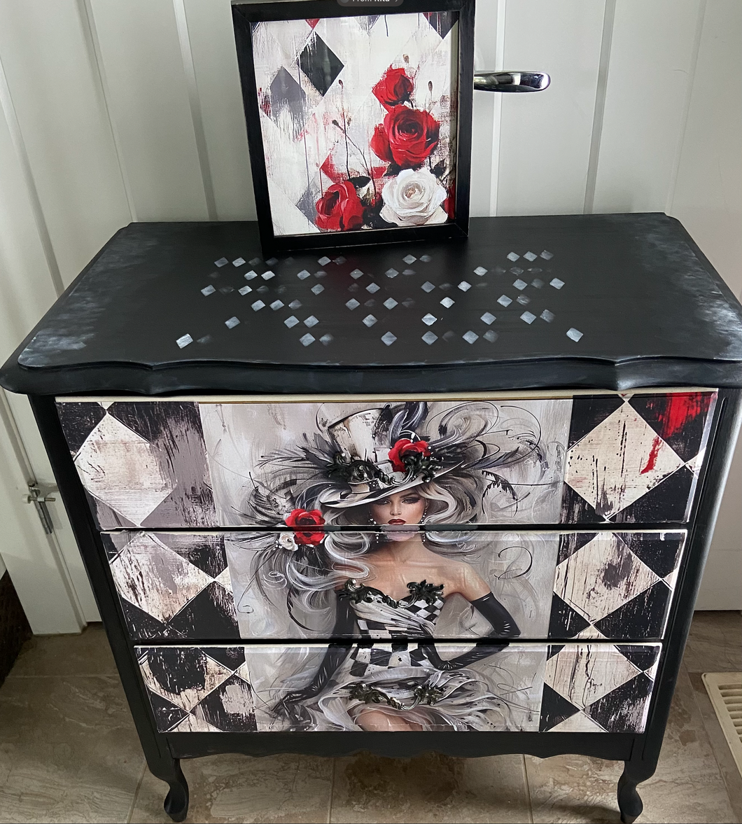 Black Dresser with Lady