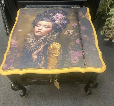 Black Table with Lady
