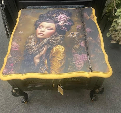 Black Table with Lady
