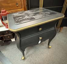 Black End Table with Gold Accents