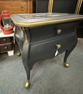 Black End Table with Gold Accents