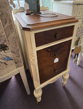 White & Wood End Table