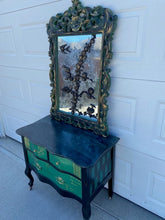 Black & Green Dresser with Mirror