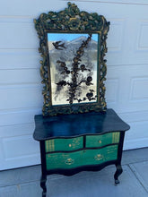 Black & Green Dresser with Mirror