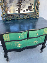 Black & Green Dresser with Mirror