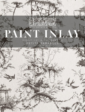 IOD Paint Inlay Petits Parasols Black (12″X16″ 8 SHEET PAD)