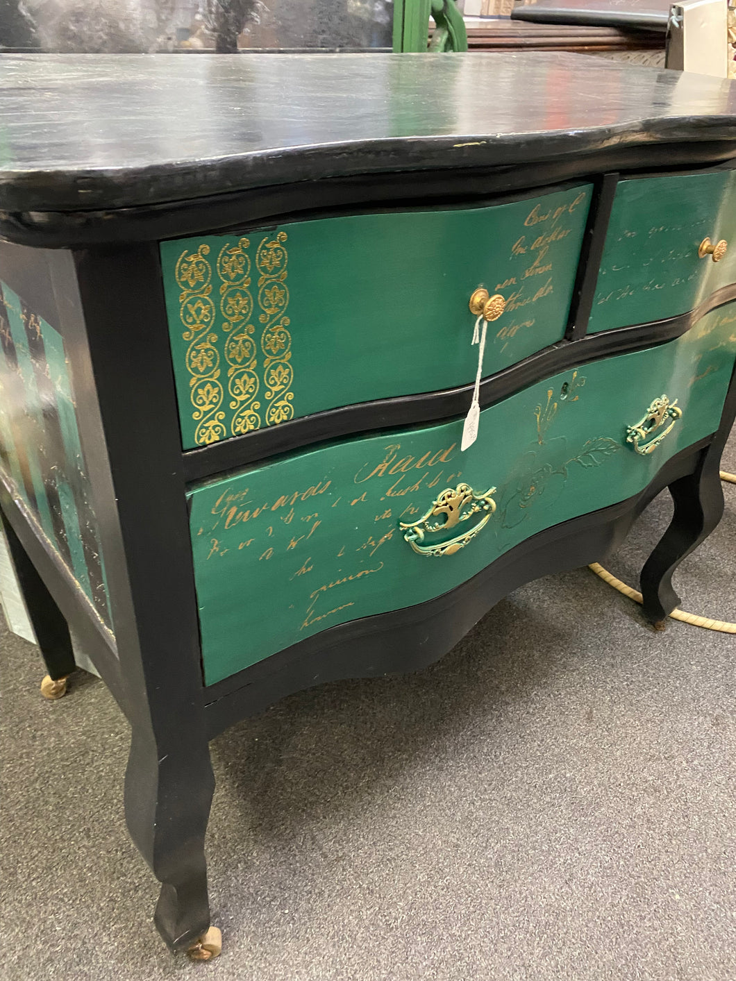 black and green dresser Antique Gothic Style Dresser in Black & Green