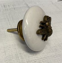 Large Bee and Brass Ceramic Knob