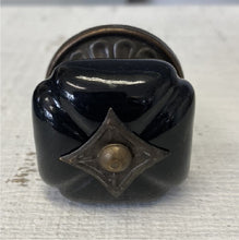 Black & Brass Ceramic Knob