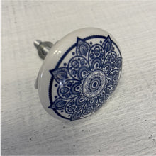 White & Blue Ceramic Knob
