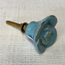 Blue Rose Ceramic Knob