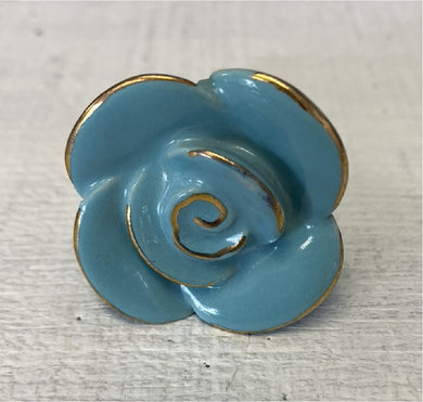 Blue Rose Ceramic Knob