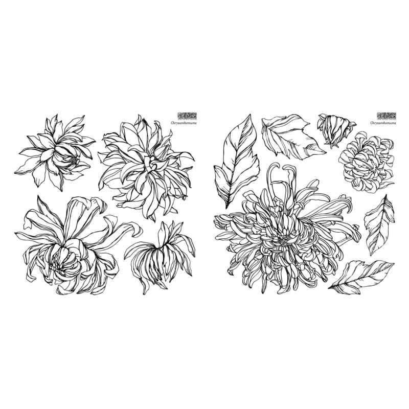 Chrysanthemoms IOD Decor Stamp (12″X12″) 2 Sheet Set - with Masks
