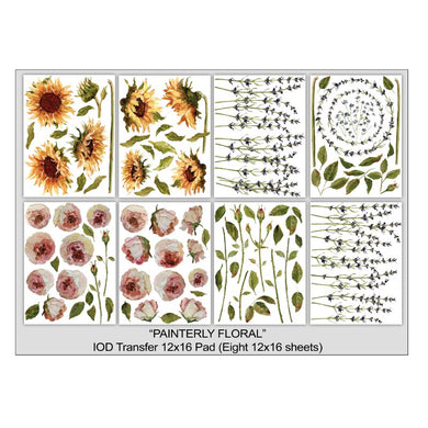Painterly Floral IOD Image Transfer (12″X16 Pad - 8 Sheets)